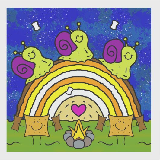 Schattigee slakken Crossing Rainbow Log Herfst Vin Sticker (Voorkant)