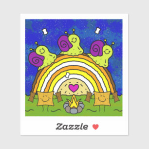 Schattigee slakken Crossing Rainbow Log Herfst Vin Sticker