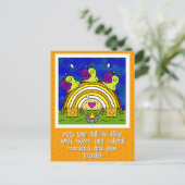 Schattigee slakken kruisen regenboog log Herfst Briefkaart (Staand voorkant)