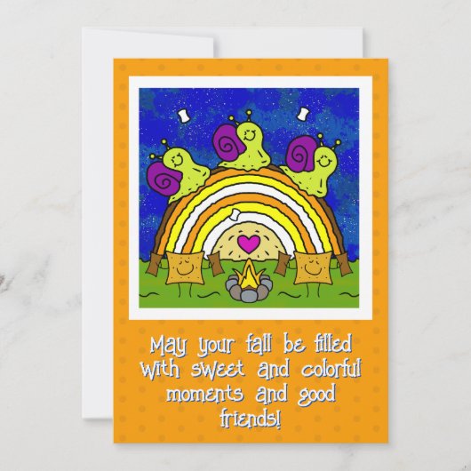 Schattigee slakken kruisen regenboog log Herfst Kaart (Voorkant)