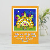 Schattigee slakken kruisen regenboog log Herfst Kaart (Staand voorkant)