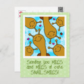 Schattigee slakkenmijlen van lachende vriendschapp briefkaart (Voorkant / Achterkant)