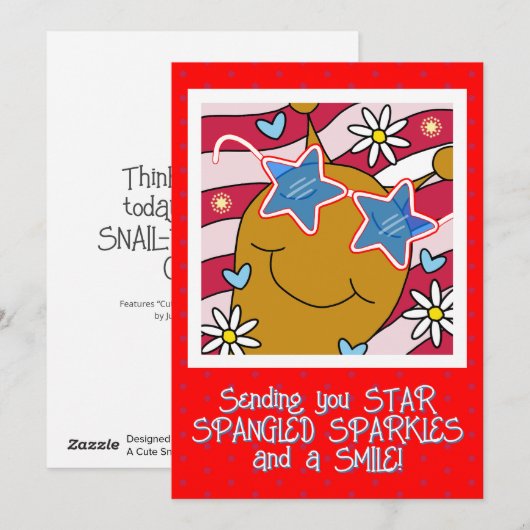 Schattigee slakkenster Spangled Smiles Vierde juli Feestdagenkaart (Voorkant / Achterkant)