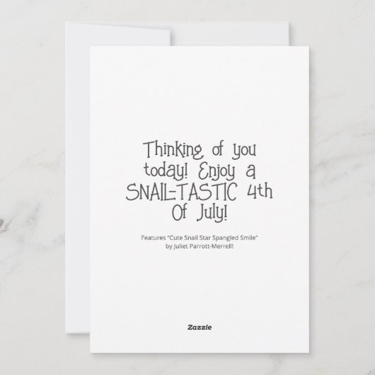 Schattigee slakkenster Spangled Smiles Vierde juli Feestdagenkaart (Achterkant)