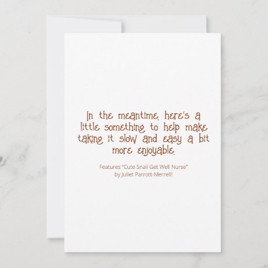 Schattigee slakkenverpleegkundige wordt snel beter kaart (Achterkant)