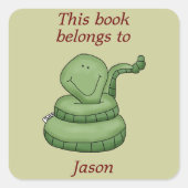 Schattigee Slang Dit boek behoort tot Bookplate St Vierkante Sticker (Voorkant)