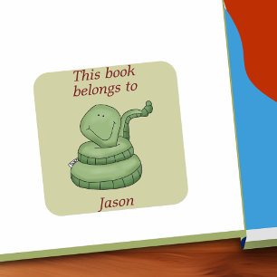 Schattigee Slang Dit boek behoort tot Bookplate St Vierkante Sticker