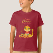 Schattigee Slang met Lucky Golden Oranje Lunar Nie T-shirt (Voorkant)
