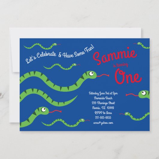 Schattigee Slangenreptielen Kind 1e Verjaardagsfee Kaart (Voorkant)