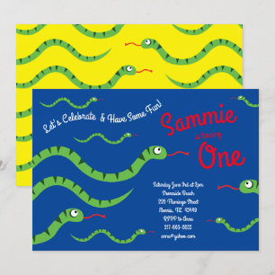 Schattigee Slangenreptielen Kind 1e Verjaardagsfee Kaart