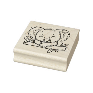Schattigee Slapen Koala op Branch Outline Rubberstempel