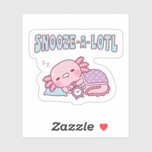 Schattigee slapende axolotl snooze een lolletje gr sticker