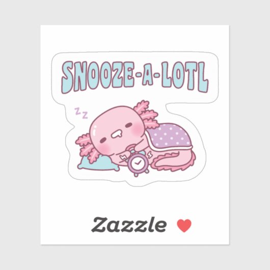Schattigee slapende axolotl snooze een lolletje gr sticker (Vel)