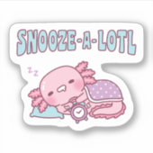 Schattigee slapende axolotl snooze een lolletje gr sticker (Voorkant)