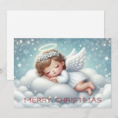 Schattigee slapende baby angel feestdagenkaart (Voorkant / Achterkant)