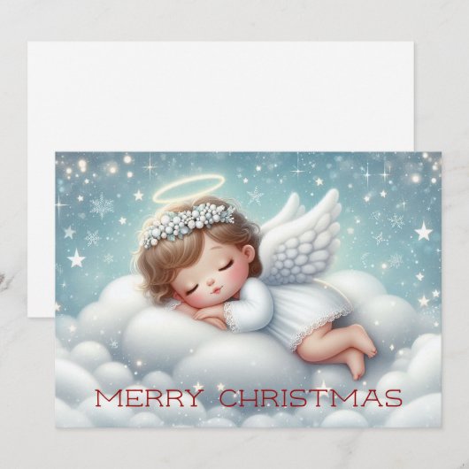 Schattigee slapende baby angel feestdagenkaart (Voorkant / Achterkant)