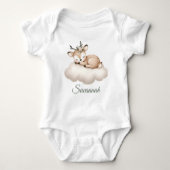 Schattigee slapende Baby herten op de wolk Girly Romper (Voorkant)