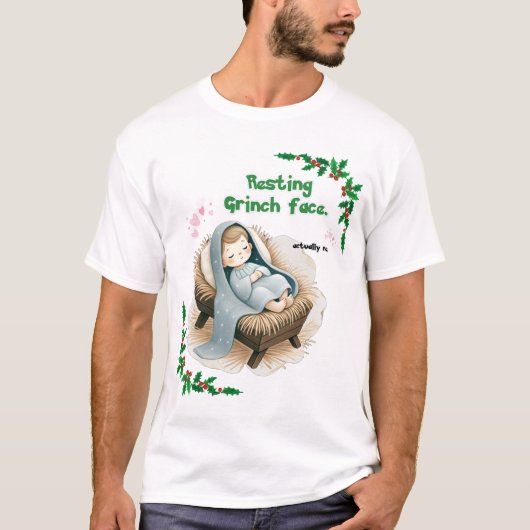 Schattigee slapende Baby Jesus Geboorte T-shirt (Voorkant)
