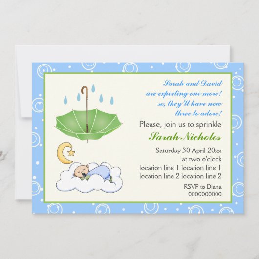 Schattigee slapende baby jongen strooi blauw en gr kaart (Voorkant)