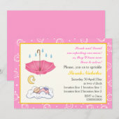 Schattigee slapende baby meisje strooi roze en gee kaart (Voorkant / Achterkant)