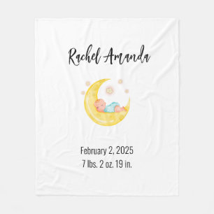 Schattigee slapende Baby op de maan en sterren Fleece Deken