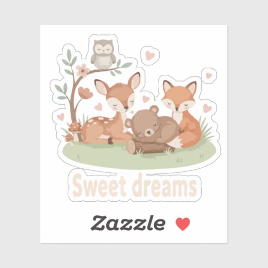 Schattigee slapende bosdieren Sweet Dreams Nurser Sticker (Vel)