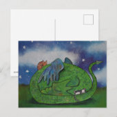 Schattigee slapende draak en katten briefkaart (Voorkant / Achterkant)