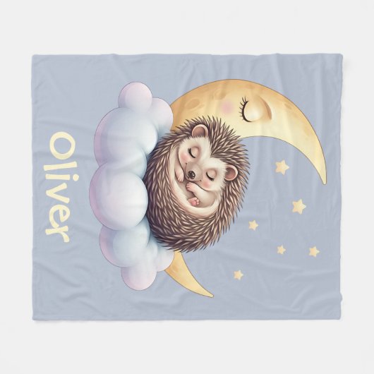 Schattigee slapende egel fleece deken (Voorkant (Horizontaal))