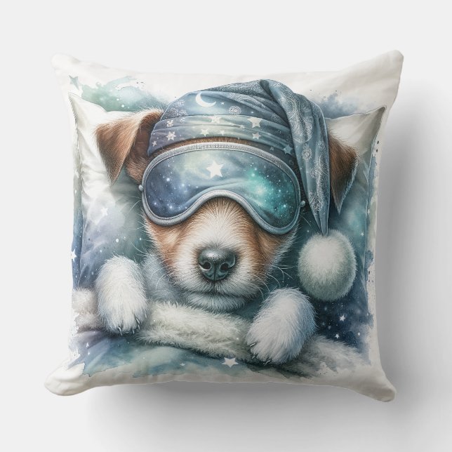 Schattigee slapende Jack Russell Terrier hond Kussen (Voorkant)