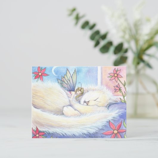 Schattigee slapende kat en Fairy Briefkaart (Staand voorkant)