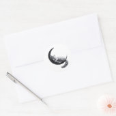 Schattigee slapende kat op de maan - Aesthetic Nig Ronde Sticker (Envelop)