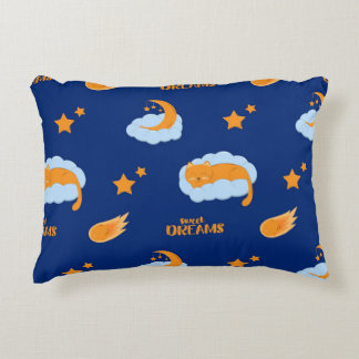 Schattigee slapende kat op een wolk, lieve dromen accent kussen
