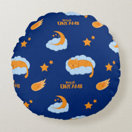 Schattigee slapende kat op een wolk, lieve dromen rond kussen