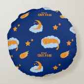 Schattigee slapende kat op een wolk, lieve dromen rond kussen (Achterkant)