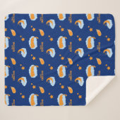 Schattigee slapende kat op een wolk, lieve dromen sherpa deken (Voorkant (horizontaal))