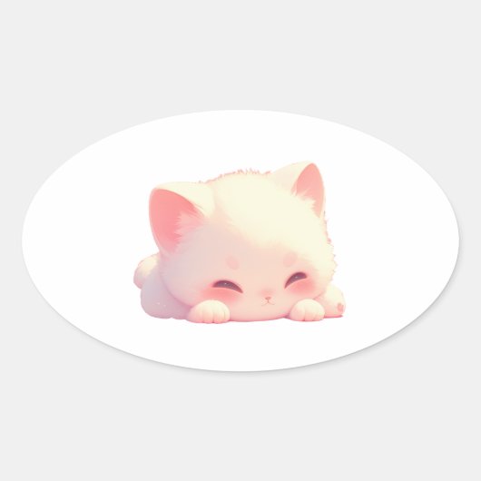 Schattigee slapende kat Ovale Sticker (Voorkant)