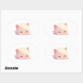 Schattigee slapende kat Ovale Sticker (Vel)