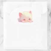 Schattigee slapende kat Ovale Sticker (Tas)