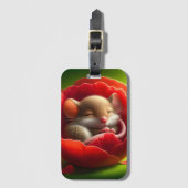 Schattigee slapende muis bagagelabel (Voorkant (verticaal))