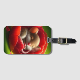 Schattigee slapende muis bagagelabel