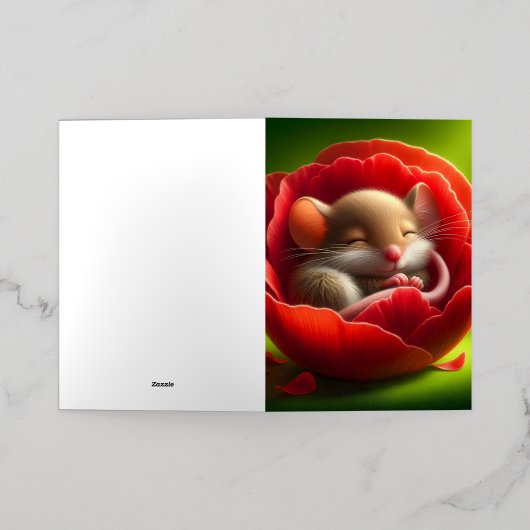 Schattigee slapende muis folie wenskaart (Buiten Laag)