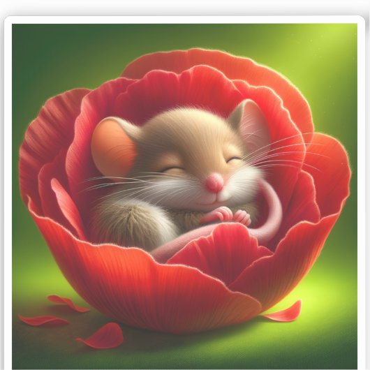 Schattigee slapende muis sticker (Voorkant)