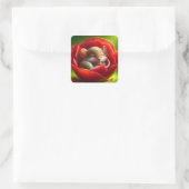 Schattigee slapende muis vierkante sticker (Tas)