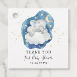 Schattigee slapende olifant sterren baby boy dank  bedankjes labels