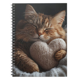 SCHATTIGEE SLAPENDE TABBY KAT MET HARTKUSSEN NOTITIEBOEK