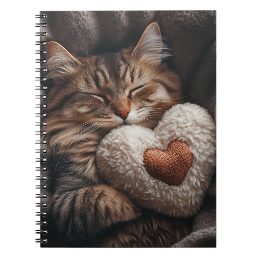SCHATTIGEE SLAPENDE TABBY KAT MET HARTKUSSEN NOTITIEBOEK (Voorkant)