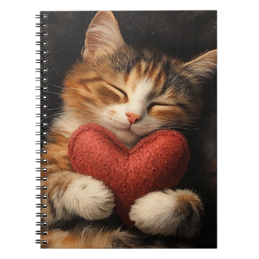 SCHATTIGEE SLAPENDE TABBY KAT MET HARTKUSSEN NOTITIEBOEK (Voorkant)