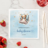 Schattigee slapende teddybeer baby shower servet (Insitu)
