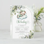 Schattigee slapende teddybeer genderneutraal boho  kaart (Staand voorkant)