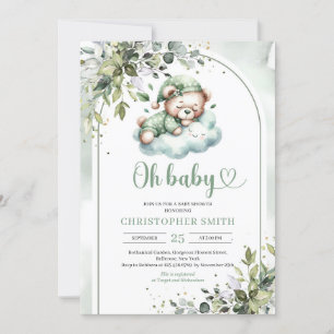 Schattigee slapende teddybeer genderneutraal boho  kaart